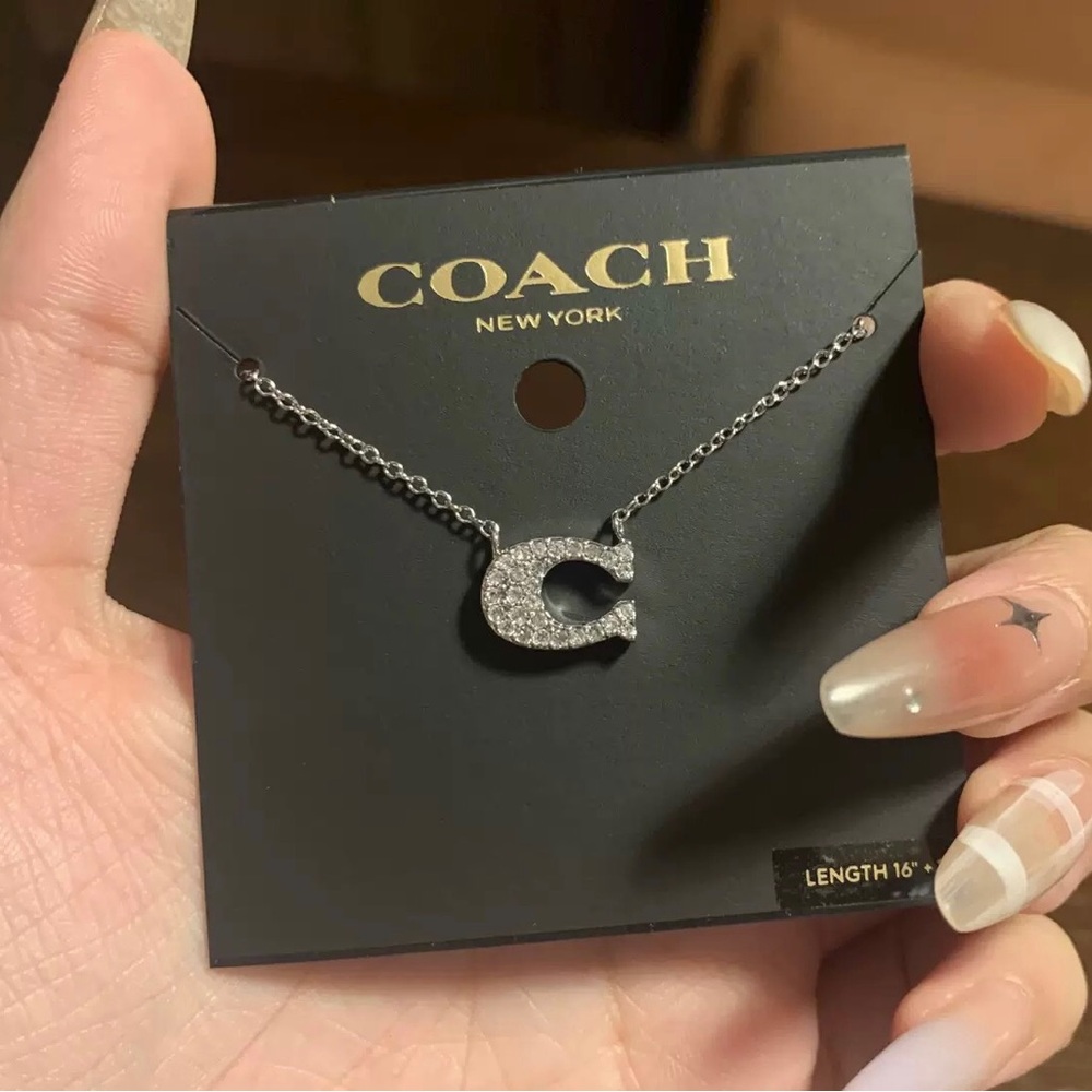 Coach Silver Signature Necklace with Sparkling crystals